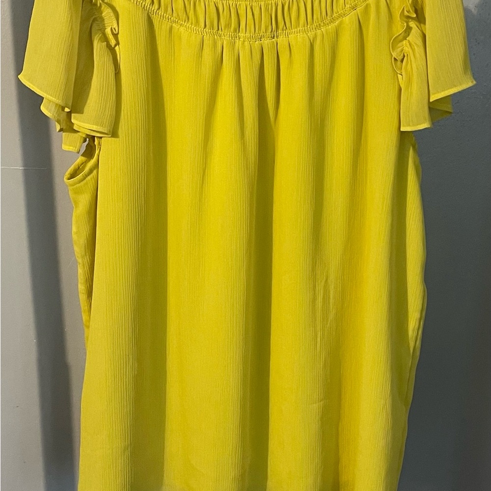 Yellow Ruffled Off-Shoulder Top - Picture 6 of 9